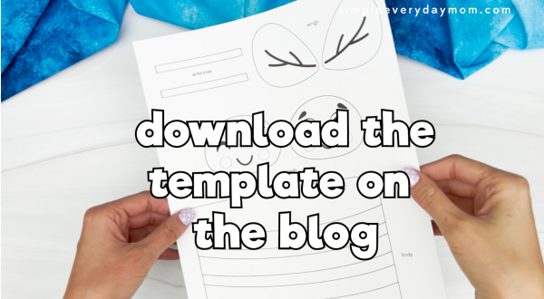 printed template of bee tp roll with "download the template on the blog"