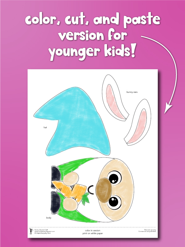mockup of bunny gnome craft for kids 