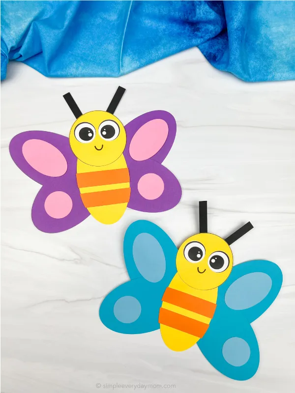 side by side examples of butterfly shape craft