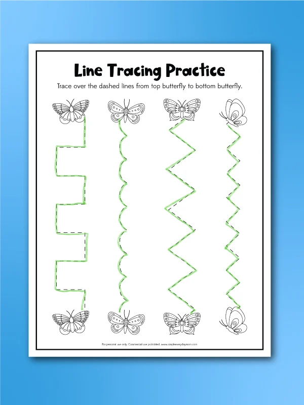 butterfly tracing worksheets line tracing