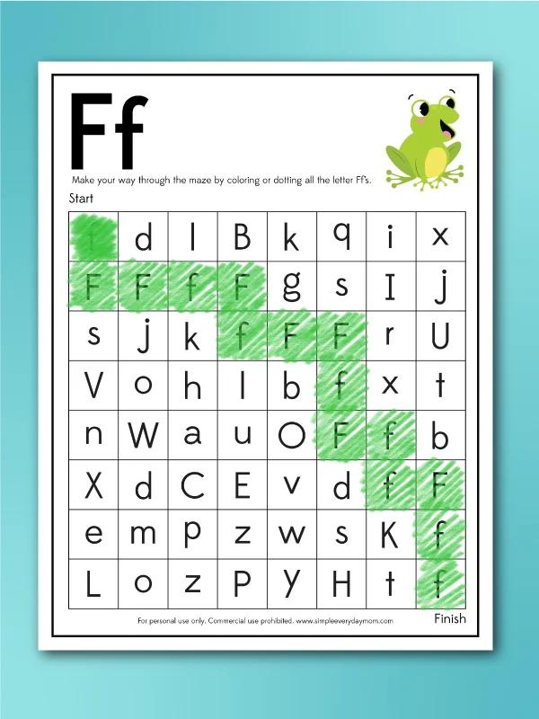 frog worksheet letter maze