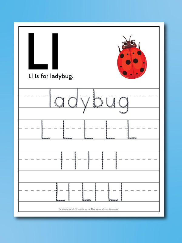 ladybug worksheet tracing letter l