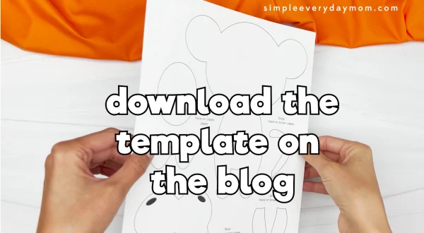 printed leprechaun monkey template with "download the template on the blog"