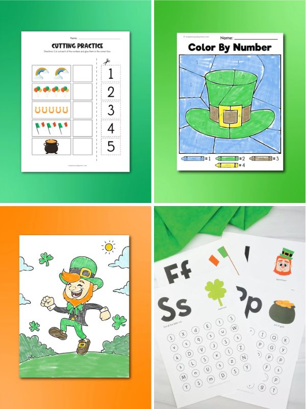 Collage of St. Patricks Day Activities For Kids