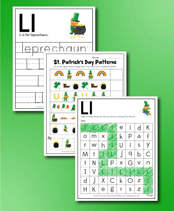 St. Patrick's Day worksheets image collage