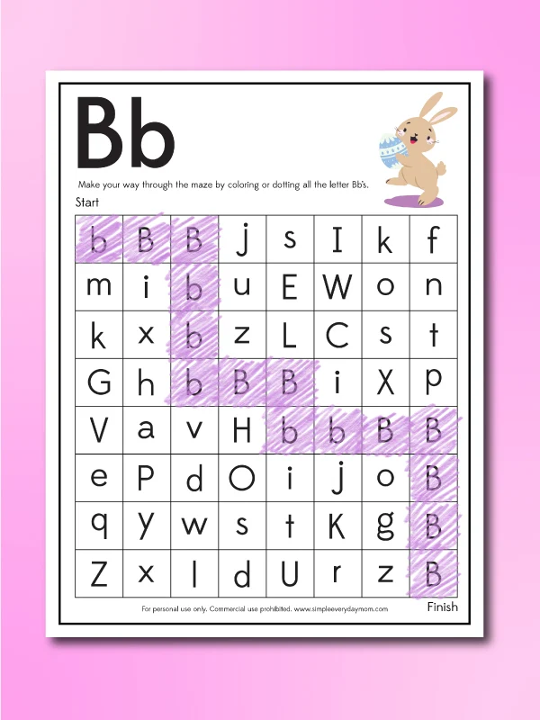 bunny worksheet letter maze