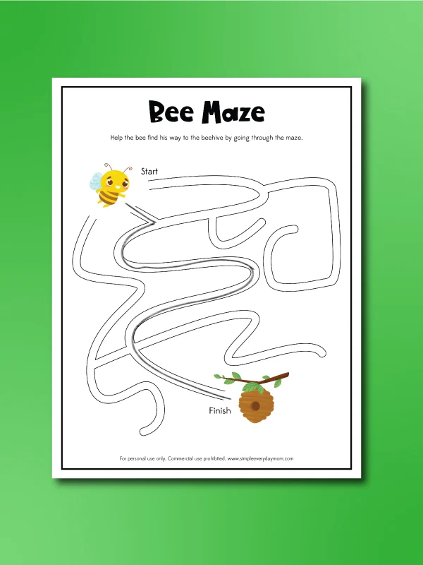 bee activity pages maze