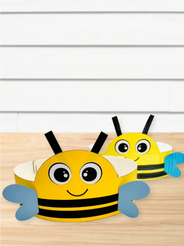 two examples of finished bumble bee headband craft