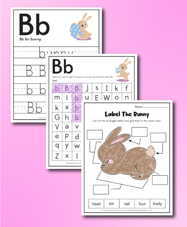 bunny worksheets image collage