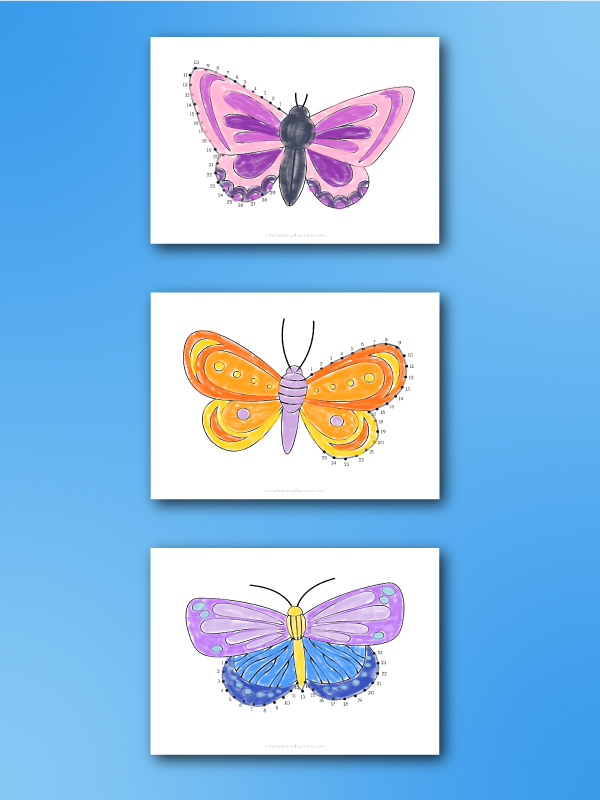 butterfly dot to dot worksheets
