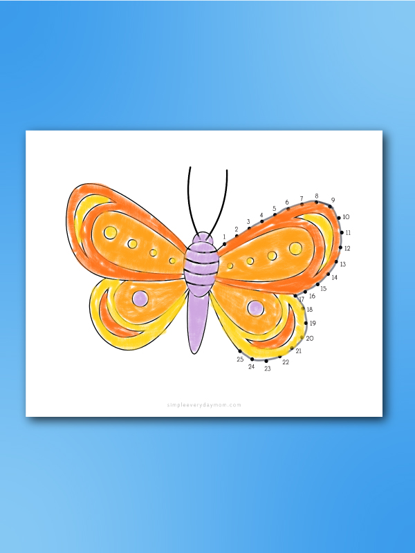 butterfly dot to dot worksheets