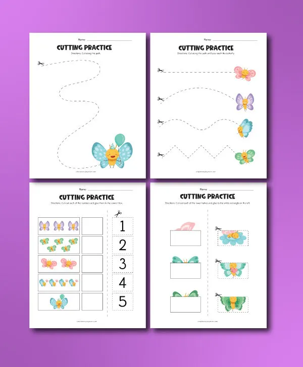 butterfly cutting practice worksheet image collage