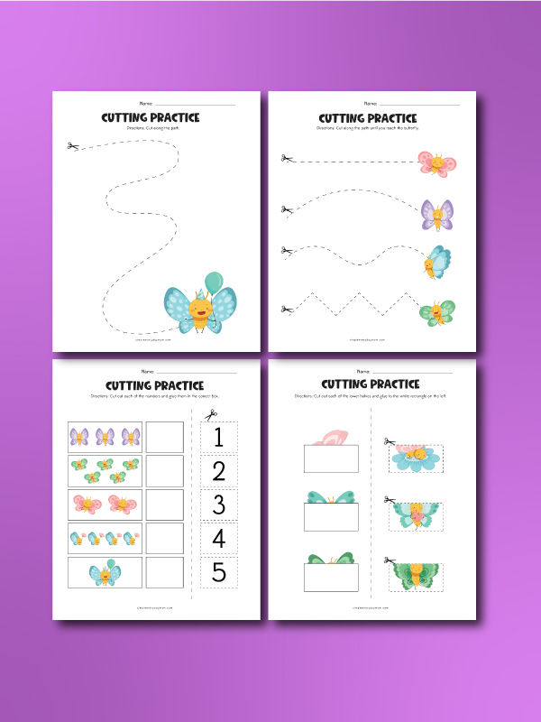 butterfly cutting practice worksheet image collage