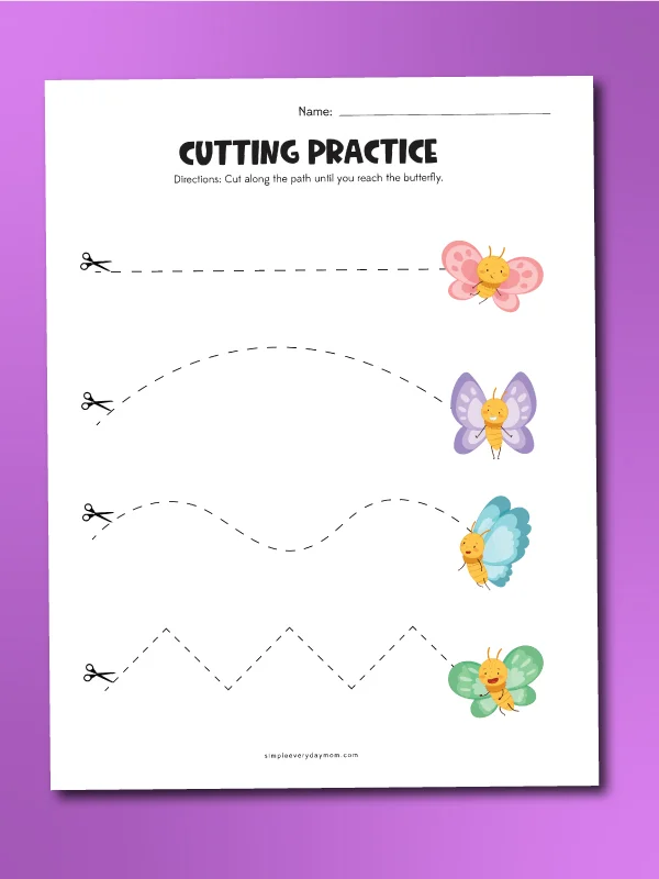 butterfly cutting practice dotted line