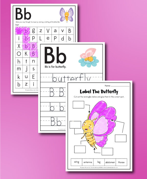butterfly worksheet image collage