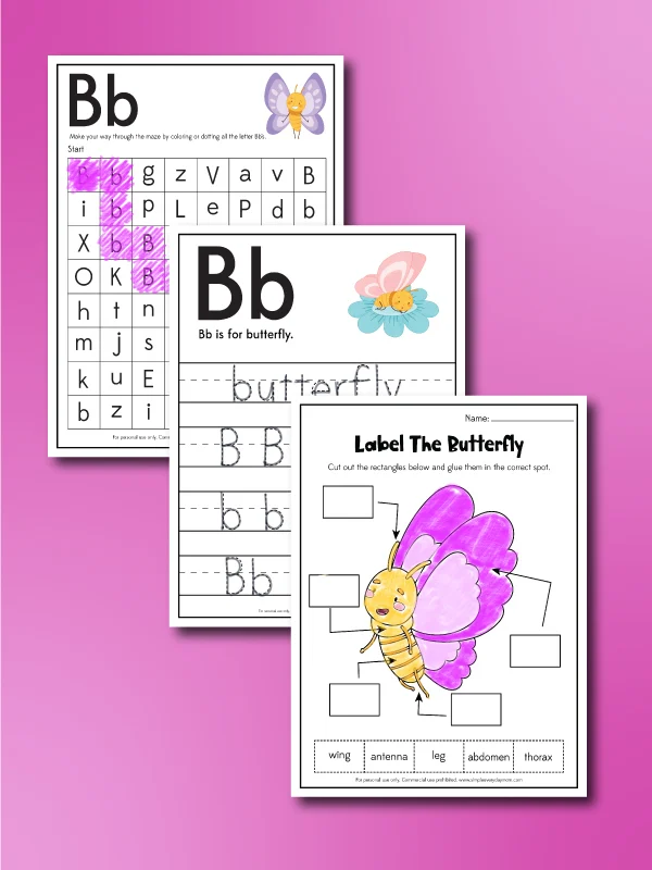 butterfly worksheet image collage