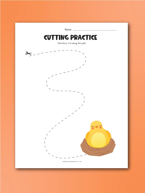 chick cutting practice dotted path