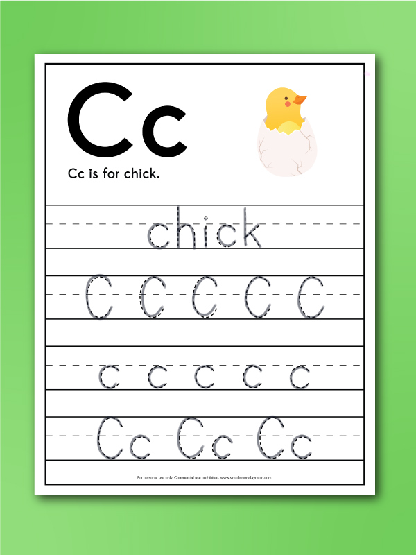 C is for chick worksheet