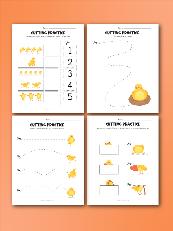 chick cutting practice worksheets image collage
