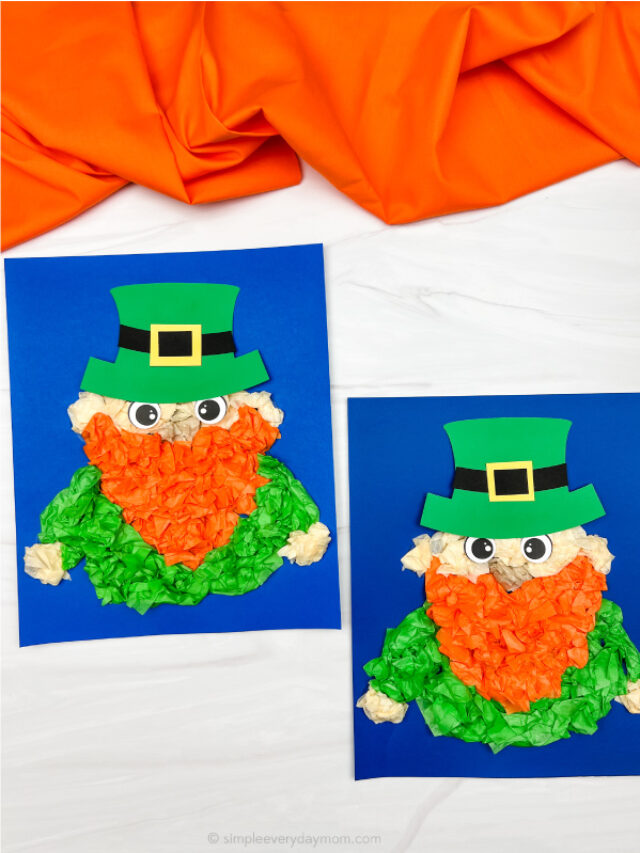 two examples of tissue paper leprechaun