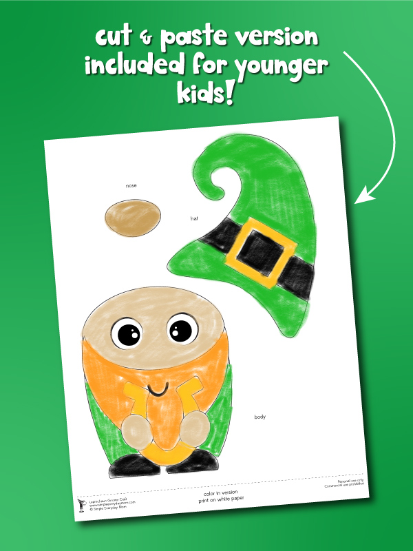 st patricks day gnome craft cut and paste version