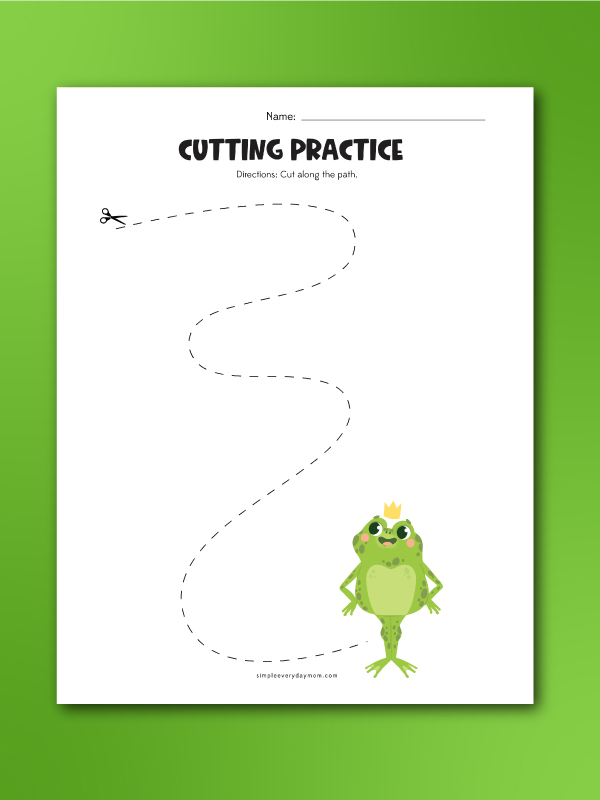 frog cutting practice worksheet