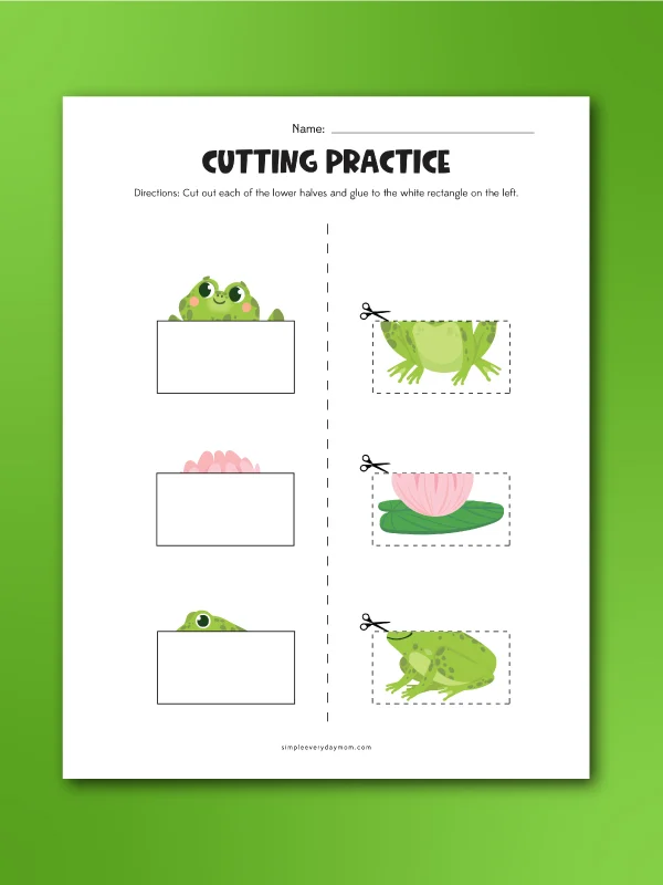 frog cutting practice worksheet