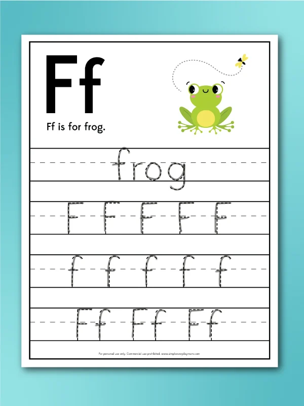 frog worksheet letter f