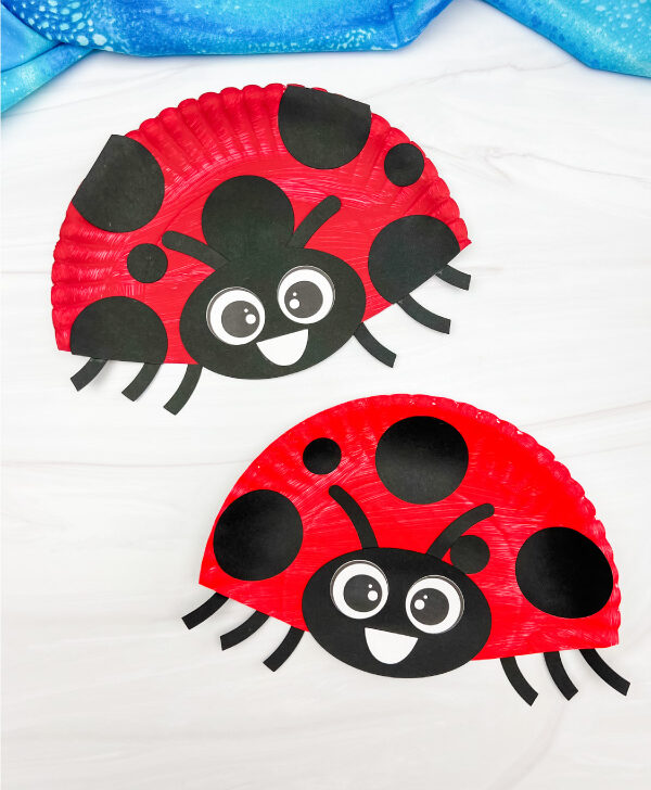 two examples of finished paper plate ladybug craft