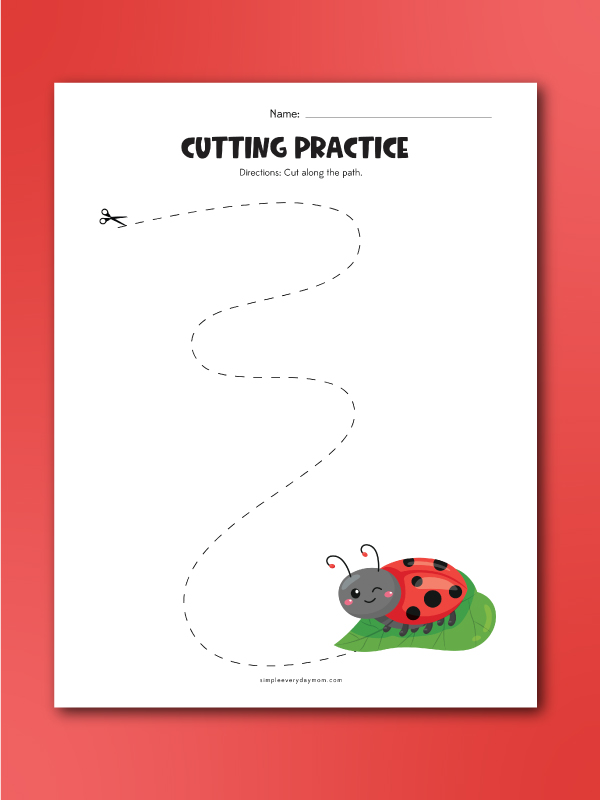 ladybug cut on dotted line worksheet