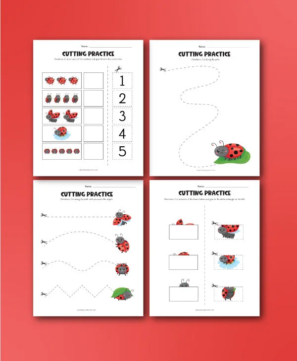 ladybug cutting practice worksheet image collage