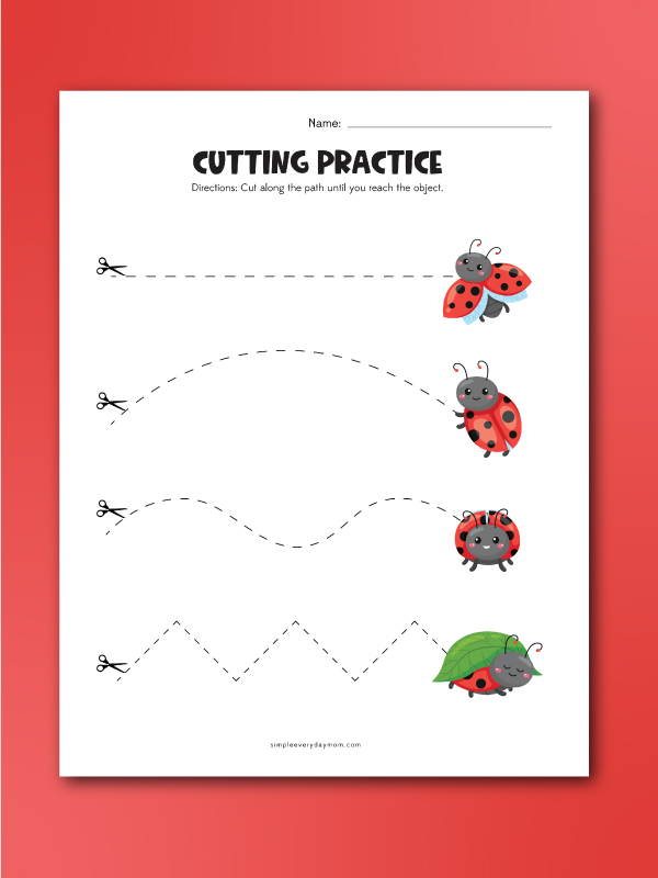 ladybug cut on dotted line worksheet