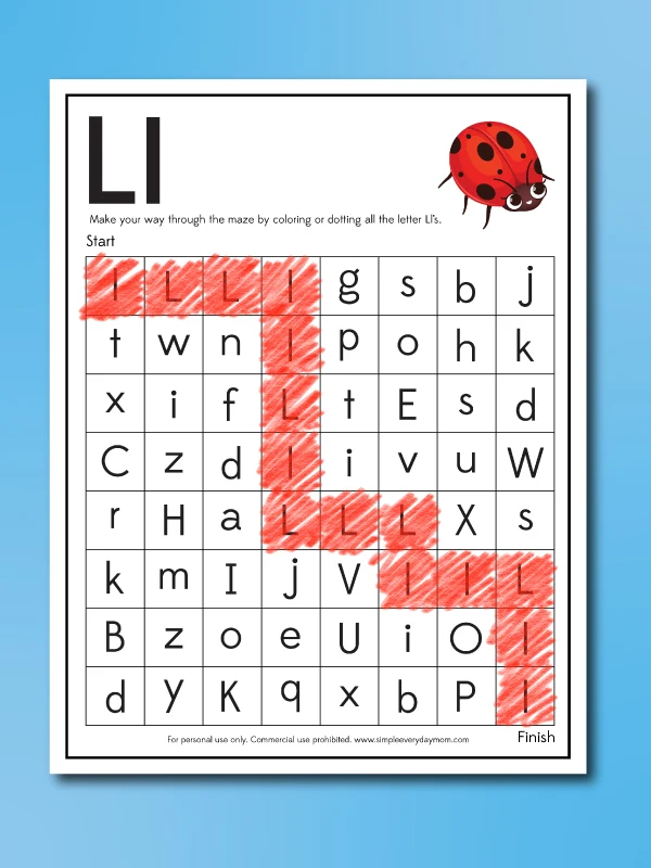 ladybug worksheet letter maze