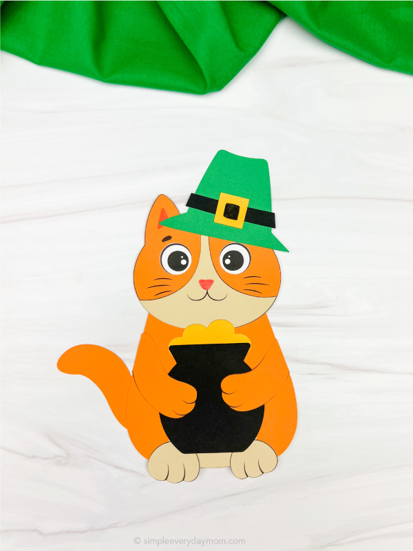 single example of finished cat leprechaun craft