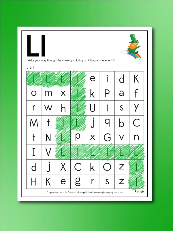 St. Patrick's Day worksheet letter maze