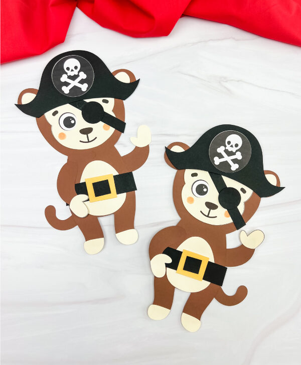 two pirate monkey crafts side by side