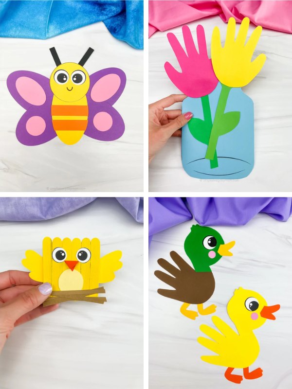 Spring craft ideas for kids image collage