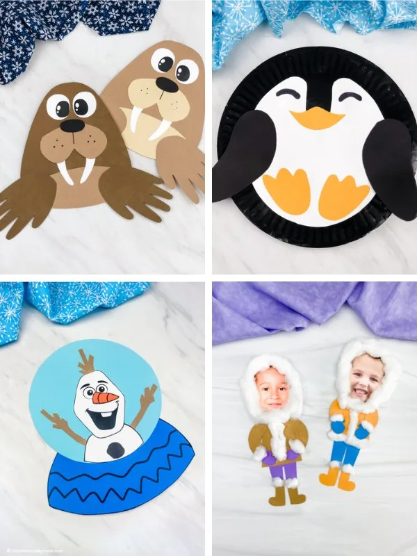 Winter craft ideas for kids image collage
