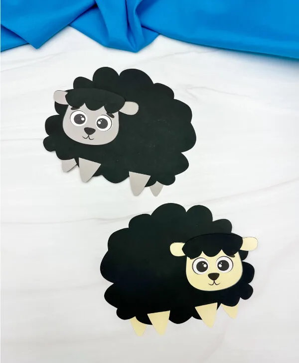 two versions of baa baa black sheep craft side by side