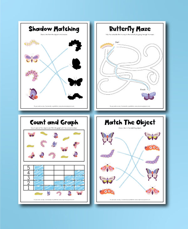 butterfly activity pages image collage