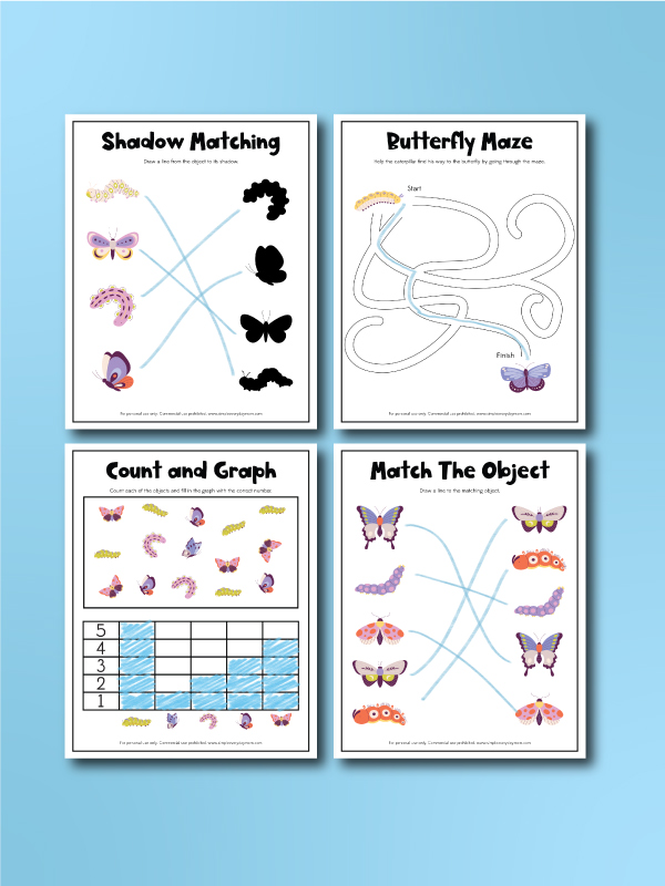 butterfly activity pages image collage