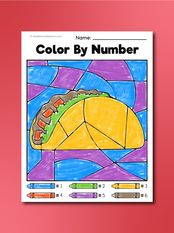 cinco de mayo color by numbers taco