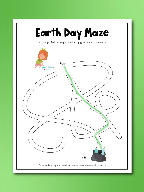 Earth day worksheets maze