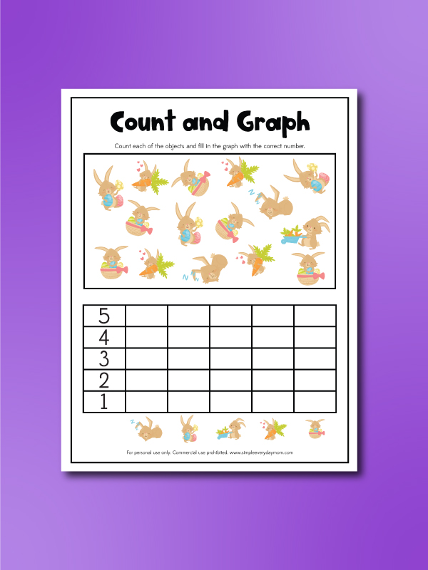 Easter bunny activity pages count and graph