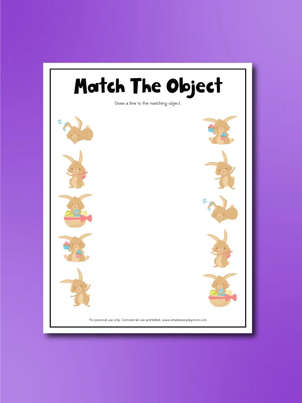 Easter bunny activity pages matching
