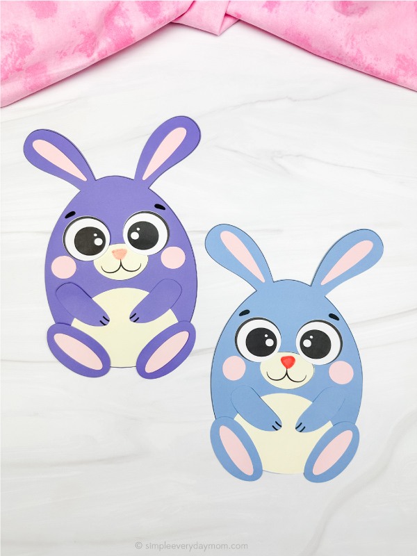two examples of finished Easter egg bunny craft