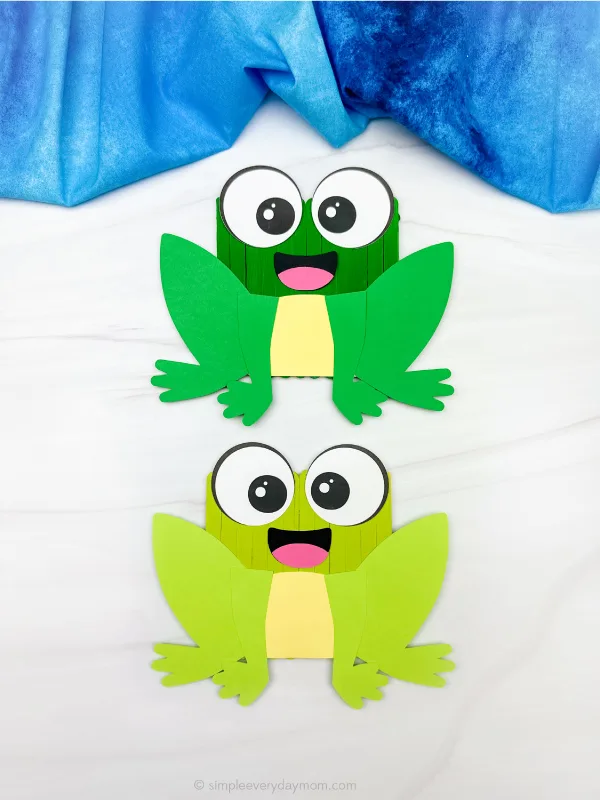 two examples of popsicle stick frog craft