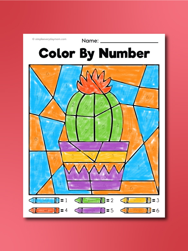 cinco de mayo color by number cactus