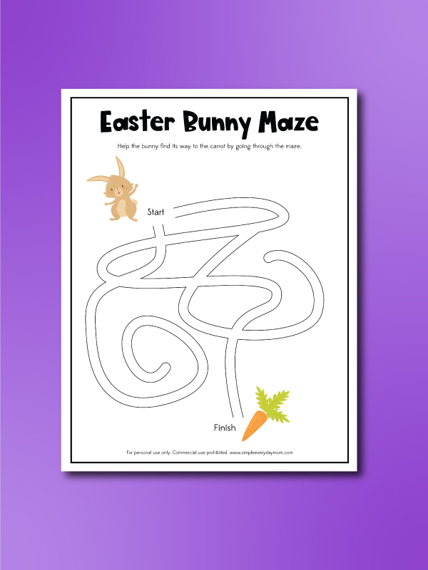 Easter bunny activity pages maze