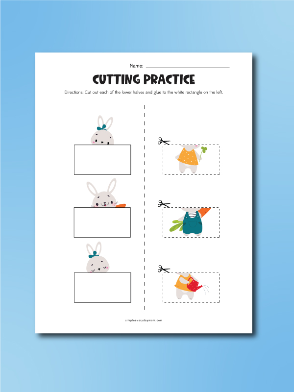 Easter bunny cutting practice match